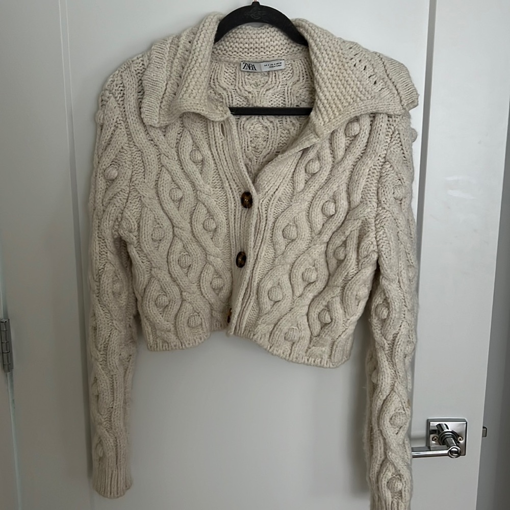 Zara chunky Pom Pom cardigan